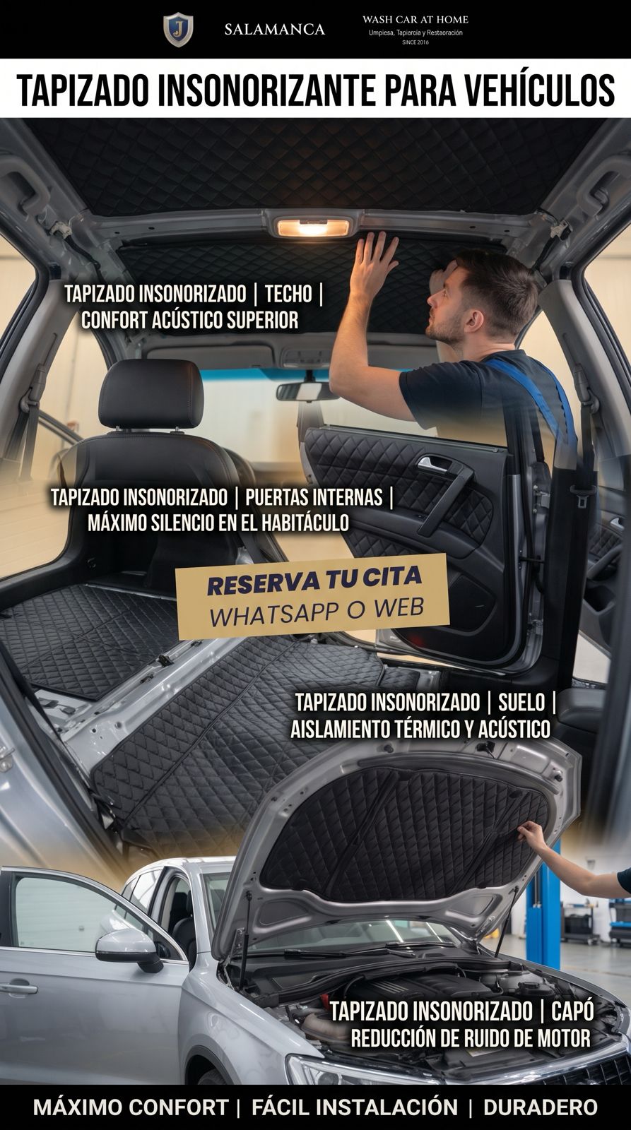 Tapizado insonorizante para vehículos: techo, puertas, suelo y capó con confort acústico superior