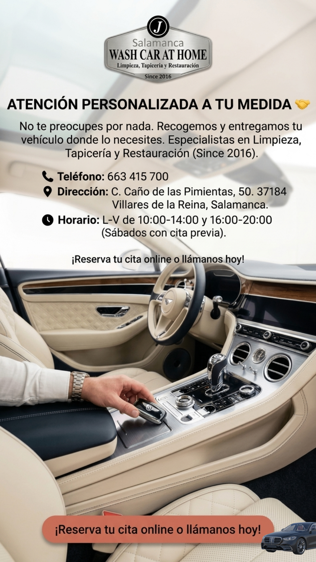 Atención personalizada a tu medida en Salamanca Wash Car at Home